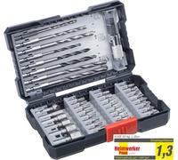 YEMAESRE-Coffret De Forets 39 Pièces Avec Queue Six Pans,Forets À Métaux Hss,2 X Forets À Pierre,3 Forets À Bois,Jeu D'Embouts Ph,Pz Et Torx,Y Compris Fraises À Chanfreiner,Porte-Embouts Et Douilles