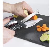 Yemaesre-Couteau-C Au 2 En 1 Avec Planche À Découper Intégrée, Multifonction, Design Innovant, Poignée Ergonomique, Acier Inoxydable, Noir/Gris, Taille Unique
