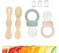 Yemaesre-Cuillere Bebe 1er Age Et 2eme Age Et Grignoteuse Bebe Avec Anneau De Dentition Integre Coffret Cuiller Apprentis Et Tetine A Fruits Diversification Alimentaire En Toute Securite De 4 A 2