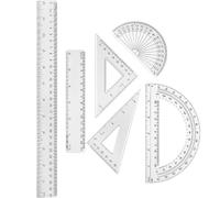 Yemaesre-Ensemblemathématique 6 Pièces Règles Transparentes Plastique Comprend Rapporteur, Règles Triangulaires, Règle Droite 12 Pouces 6 Pouces Règle Mathématique De Géométrie Règle Transparente