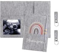 Yemaesre-Étui Pour Carnet De Maternité, En Feutre, Avec Compartiments, Personnalisable, Gris Clair, Avec 2 Porte-Clés, Un Cadeau Chaleureux Pour Les Femmes Enceintes Et Les Futures Mamans