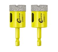 YEMAESRE-Foret Diamant Sec Set-2 Pièces 25Mm Trépan Diamant Avec Queue À Changement Rapide Pour Marbre Granit Céramique Porcelaine Carrelage Grès Quartz