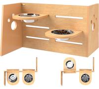 Yemaesre-Gamelle Chien Surélevée De 3 Hauteurs Ajustables, Gamelle Pour Chien Avec 2 Bols En Acier Inoxydable, Tapis D'alimentation Lente, Design Séparé, Pour Chiens Petits, Moyens Et Grands, Chêne