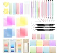 Yemaesre-Kit 2900 Feuilles De Notes Adhésives Pastel + 24 Stylos (6 Surligneurs Pastel, 5 Gel Avec 10 Recharges, 3 Marqueurs Huile) - D'annotation Pour Organisation Scolaire/Bureau