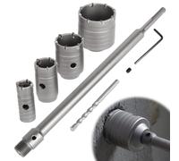 YEMAESRE-Kit De 4 Scies Cloches Pour Béton,30,40,50,68 Mm,Mèche De Coupe Murale Avec Tige Sds Plus De 350 Mm,Poignée Ronde De Connexion Pour Béton,Brique,Ciment,Pierre,Climatiseur,Carrelage