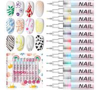 Yemaesre-Kitde Stylos Nail Art 3d, 12 Pcs Stylo D'élimination Pointe D'ongle, Stylo De Graffiti À Points, Peinture, Liner, Pinceau Pour Nail Art Diy, Outils De Manucure, Design Ongle Pour Halloween