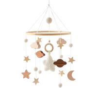 Yemaesre-Lit Bébé Mobile Pour Bébé,Carillon À Vent Mobile En Bois Avec Boules En Feutre Et Nuages,Décoration Pour Chambre D'enfant,Cadeau Pour Bébé Fille Ou Garçon,Jouet Hochet (Beige B)