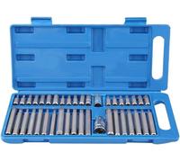 YEMAESRE-Lot 40 Pièces Embouts De Vissage,Jeu D'Embouts Torx Avec Adaptateur D'Entraînement 1/2"" Et 3/8"",Ensemble Eembouts De Vissage Très Longs Et Porte-Embouts,Spline Courts Et Longs Hex Torx
