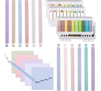 Yemaesre-Lot De 12 Surligneurs Pastels 1200 Pièces Notes Autocollantes Transparentes Avec Règles Sticky Notes Stylo Surligneur Kit Pour École Bureau Marqueurs De La Bible Livres D'annotation