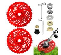 YEMAESRE-Lot De 2 Lames De Débroussailleuse De 22,9 Cm X 36 Dents En Carbure De Tungstène Avec Kit Adaptateur Universel, Lames Pour Débroussailleuse, Débroussailleuse, Désherbeur