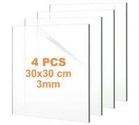 YEMAESRE-Lot De 4 Plaques En Verre Acrylique - 30 X 30 Cm - En Plastique - Pour L'Extérieur, 3 Mm D'Épaisseur - Transparent - Pour Décoration D'Intérieur, Découpe Laser, Exposition De Projet