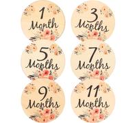 Yemaesre-Lot De 6 Cartes D'étape Pour Bébé Carte Mensuelle Disques D'étapes Importantes Pour Bébé Carte Commémorative Pour Bébé Accessoires Photo Panneau De Voyage En Boi