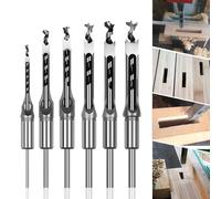 YEMAESRE-Lot De 6 Forets À Bois Trou Carré Bédanes Creux En Acier Outils Set Pour Travail Du Bois Foret A Trou Carre Foret Trou De Perçage Mortaiser Burin 6,4/8/9,5/12,7/14/16Mm Mèches Trou Carré
