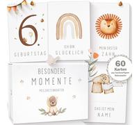 Yemaesre-Lot De 60 Cartes Souvenir Pour Bébé Teddy Lou - Cartes Mémoires Mensuelles - Milestones + Boîte Cadeau - Cadeau Bébé Pour Garçon Et Fille