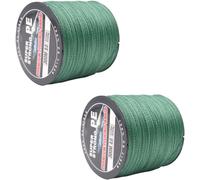 Yemaesre-Lotde 2 Lignes De Pêche Tressées En Polyéthylène De 600 M,Vert,Très Résistantes,Taille 8.0 (40 Kg),4 Brins,Appâts Pour La Pêche, La Roche, Le Bateau, La Plage, L'eau Douce Et L'eau Salée