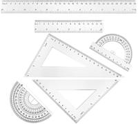 YEMAESRE-LotDe 6 Règles Mathématiques En Plastique De 30,5 Cm, 15,2 Cm, Triangle, Rapporteur, Règle De Mathématiques Géométriques, Outil De Mesure Transparent Pour L'École, Le Bureau, La Maison (Tran