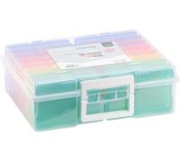 Yemaesre-Mallette De Rangement Transparente Avec Couvercle Et 16 Boîtes Colorées, Pour Matrices De Découpe, Photos Et Autres Fournitures De Loisirs Créatifs, 37,50 X 30 X 13 Cm