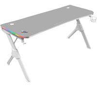 YEMAESRE-Mgd140Rgbw Blanc, Table De Jeu Rgb 140Cm, Support Casque+Boissons, Tapis De Souris Total