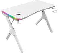 Yemaesre-Mgdrgbw, Bureau Gamer Rgb, Support Casque+Boissons, 110x60cm, Blanc