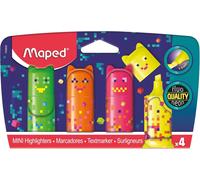 Yemaesre-Mini Surligneurs Pixel Party - Petits Surligneurs De Poche Originaux En Forme De Personnages - Vert, Orange, Rose, Jaune