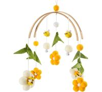 Yemaesre-Mobile Bébé En Bois + Pelote De Laine, Carillon Éolien, Table À Langer, Clochette De Lit Suspendue, Étoiles Et Lune, Cadeau Pour Bébé Fille Ou Garçon (Abeilles)