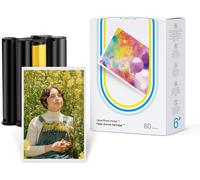 YEMAESRE-Paquet De 80 Papiers Photo Et 2 Cartouches D'Encre, 4X6"" Papier Photo Imprimante Photo, 10X15Cm Papier Pour Amber M100/M200 Impression Par Sublimation Thermique, Imperméable/Antioxydant