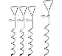 Yemaesre-Piquet Kit Ancrage Spirale, Forme Tire-Bouchon, Set De 4, Tente Trampoline Acier Chien, 42 Cm, Argenté