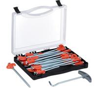 Yemaesre-Piquets De Tente, Lot De 30, Sardines Fixation Sol Dur, 20,5 Cm, Avec Boîte & Extracteur, Argent/Orange