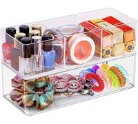 Yemaesre-Rangement Maquillage Set, 2pcs Acrylique Organisateur Maquillage Tiroir Boite Rangement Maquillage Empilable, Makeup Organizer Rangement Bijoux Pour Rouge À Lèvres, Transparent