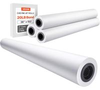 Yemaesre-Rouleaude Papier À Dessin Blanc, Grand Format, 915 Mm X 45,7 M, Lot De 4 Rouleaux De Papier Pour Traceur Cao, Noyau De 50,8 Mm, Pour Plans D'ingénierie, Cartes Sig, Conceptions Architectural
