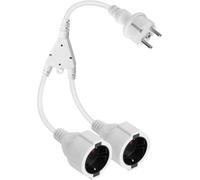 YEMAESRE-Schutzkontakt Verlängerungskabel, 2 In 1 Schuko Verlängerungskabel 250V16A Ip44 Außenbereich Schutzkontakt Typ F (Cee 7/7) Stecker Auf Buchse, Für Zuhause,Küche, Büro (Schwarz) (Blanc)