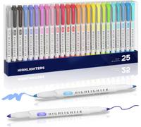 Yemaesre-Surligneurs, 25 Couleurs Surligneur De Couleur À Double Pointe, Pointes Larges Et Fines Fluo Surligneur Pastel Marqueurs, Pour Salle De Classe, Bureau, Étudiant, Couleurs Assorties