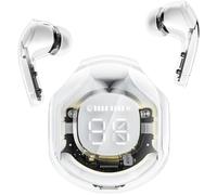 YEMAESRE-T8 Ecouteurs Bluetooth Sans Fil, Oreillette Intra-Auriculaire Avec Enc Réduction De Bruit E Hifi Stéréo, Casque Transparente Avec Écran Led,Contrôle Tactile Etanche Sport Écouteur,Lune Blanc