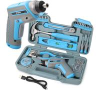 YEMAESRE-Tournevis Electrique Sans Fil 3.6V Bleu-Perceuse Visseuse Devisseuse Sans Fil Multifonction Avec Ensemble D'Outils Et Boite A Outils Complete Pour Travaux Et Bricolage