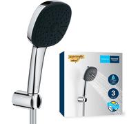 YEMAESRE-Vitalio Comfort 110, Ensemble De Douche Avec Douchette 3 Jets, Flexible De Douche 1,75M, Support De Douche Mural, Economie D'Eau, A Coller Avec Quickglue Ou À Visser, Chromé, 26176001