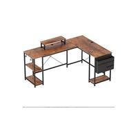YeMaster Bureau en L, bureau d'ordinateur, bureau d'angle, 168 x 120 cm, avec compartiment de rangement, pochette de rangement, adapté à la maison,