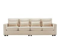 YeMaster Canapé 4 places avec pochette pour les bras et 4 coussins, 264*83*87cm, adapté au salon, à la maison, au bureau, couleur beige beige G
