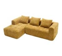 YeMaster Canapé combiné moderne, canapé en L, canapé 3 places, 250*158*60cm, pas d'installation nécessaire, avec 3 coussins, jaune jaune G