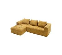 YeMaster Canapé combiné moderne, canapé en L, canapé 3 places, 250*158*60cm, pas d'installation nécessaire, avec 3 coussins, jaune jaune G