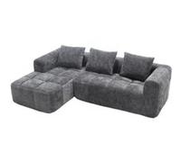 YeMaster Canapé combiné moderne, canapé en L, canapé 3 places, 250*158*60cm, pas d'installation nécessaire, avec 3 coussins, gris