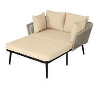 YeMaster Canapé de jardin, chaise longue, chaise longue d'extérieur, ensemble de meubles de balcon avec 2 coussins et 2 coussins amovibles et lavables, kaki kaki G