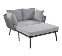 YeMaster Canapé de jardin, chaise longue, chaise longue d'extérieur, ensemble de meubles de balcon avec 2 coussins et 2 coussins, déhoussables et lavables, gris gris G