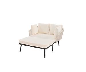 YeMaster Canapé de jardin, chaise longue, chaise longue d'extérieur, ensemble de meubles de balcon avec 2 coussins et 2 coussins amovibles et