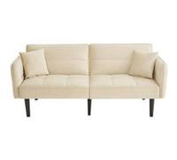 YeMaster Canapé-lit réglable 2-en-1, canapé moderne, canapé double avec revêtement en velours, accoudoirs rabattables, 176*78*76cm, beige