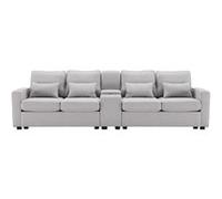 YeMaster Canapé moderne 4 places avec console, 2 porte-gobelets, 2 ports USB (possibilité de chargement par câble) avec poches d'accoudoir et 4