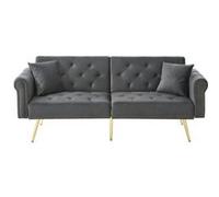 YeMaster Canapé moderne et élégant, canapé-lit double, couvre-lit en velours, dossier avec 3 niveaux de réglage, idéal pour les petites pièces, gris