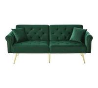 YeMaster Canapé moderne et élégant, canapé-lit double, couvre-lit en velours, dossier avec 3 niveaux de réglage, idéal pour les petites pièces, vert