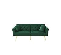 YeMaster Canapé moderne et élégant, canapé-lit double, couvre-lit en velours, dossier avec 3 niveaux de réglage, idéal pour les petites pièces, vert
