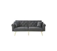 YeMaster Canapé moderne et élégant, canapé-lit double, couvre-lit en velours, dossier avec 3 niveaux de réglage, idéal pour les petites pièces, gris