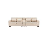 YeMaster Canapé Multi avec console, 2 ports USB, 4 coussins, 290*83*88cm, convient pour le salon, la maison, le bureau, couleur beige